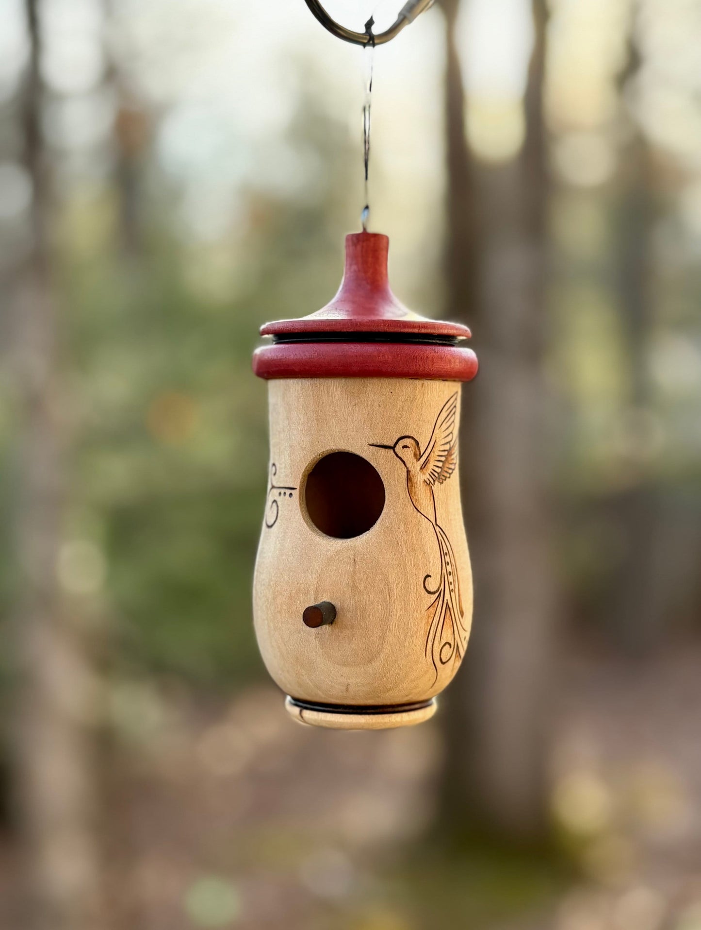 Hummingbird House, Handmade Wooden Birdhouse for Indoor/Outdoor Use, Artisan Bird Lovers Gift, Christmas Gift for Everyone