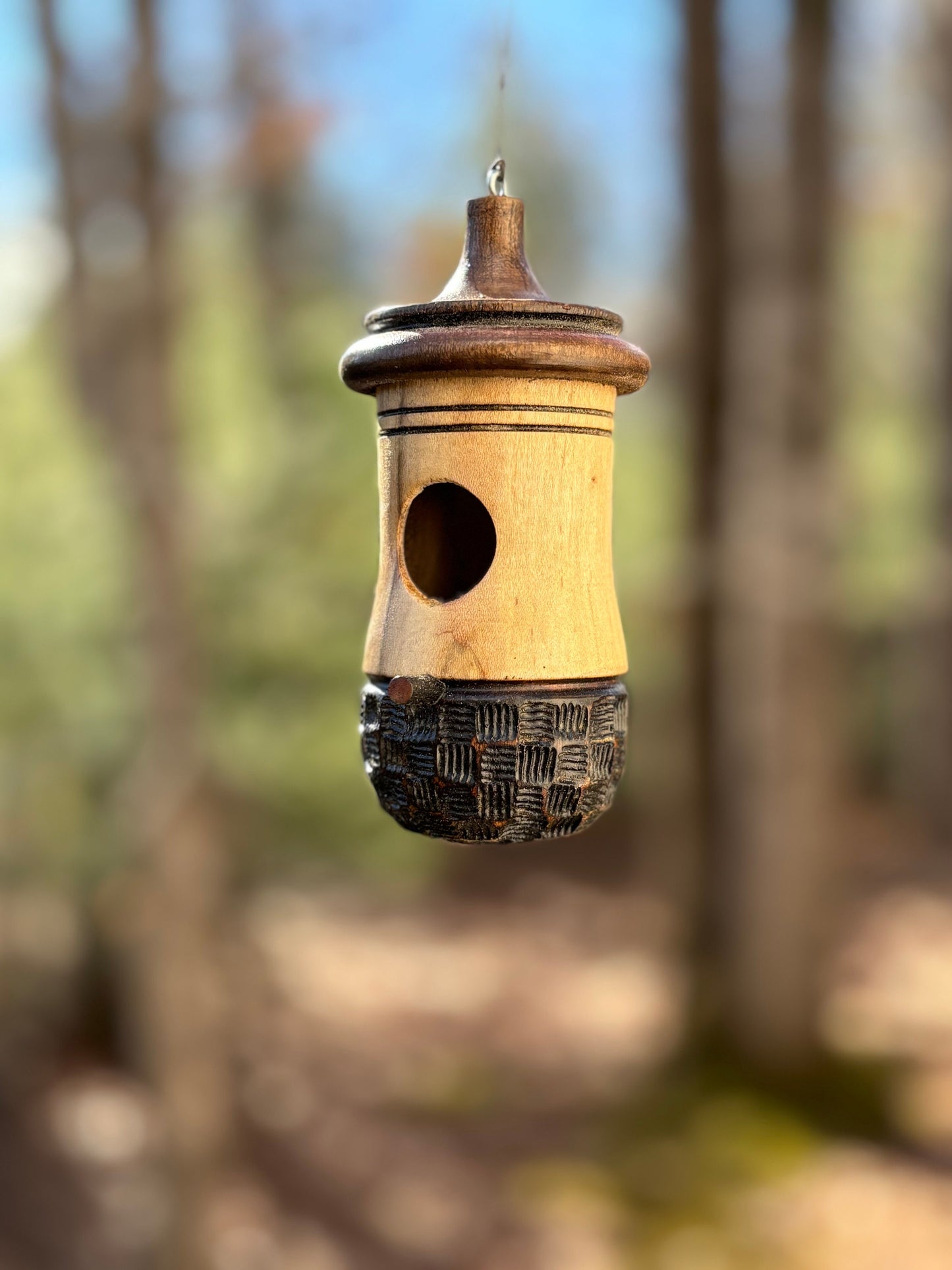 Ambrosia Maple Hummingbird Birdhouse with Flat Bottom, One of a Kind, Hummingbird House Natural, Ready to Ship, Gift for bird lovers OOAK