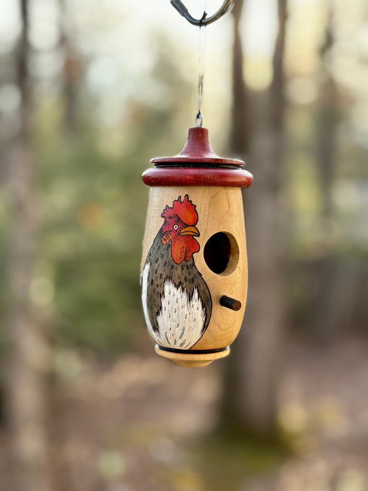 Hummingbird House, Rooster Chicken Art, Handmade Wooden Birdhouse for Indoor/Outdoor Use, Bird Lovers Gift, Christmas Gift for Farmers